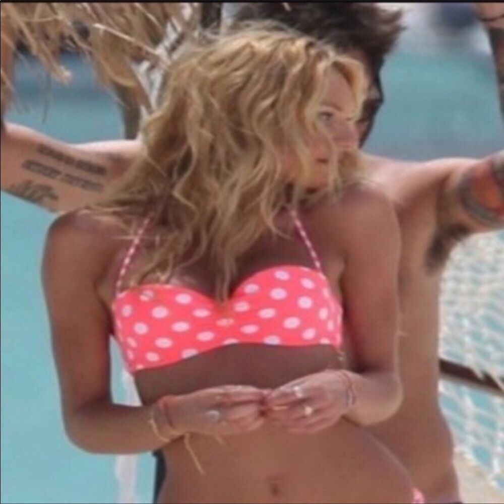 VS Pink and White Polka Dot Swim Bandeau Top
